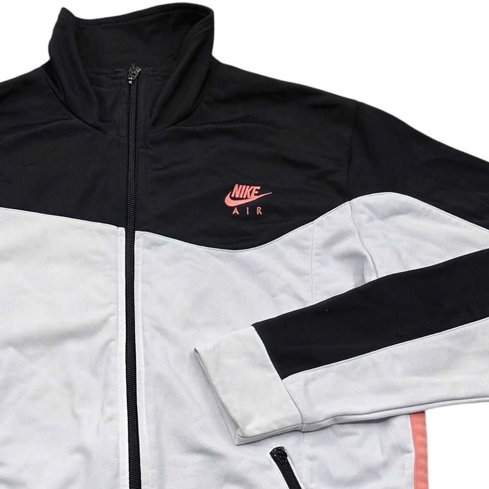 Nike Air Full‎ Zip Track Jacket Girls Large 12-14 White Black Colorblock *READ
